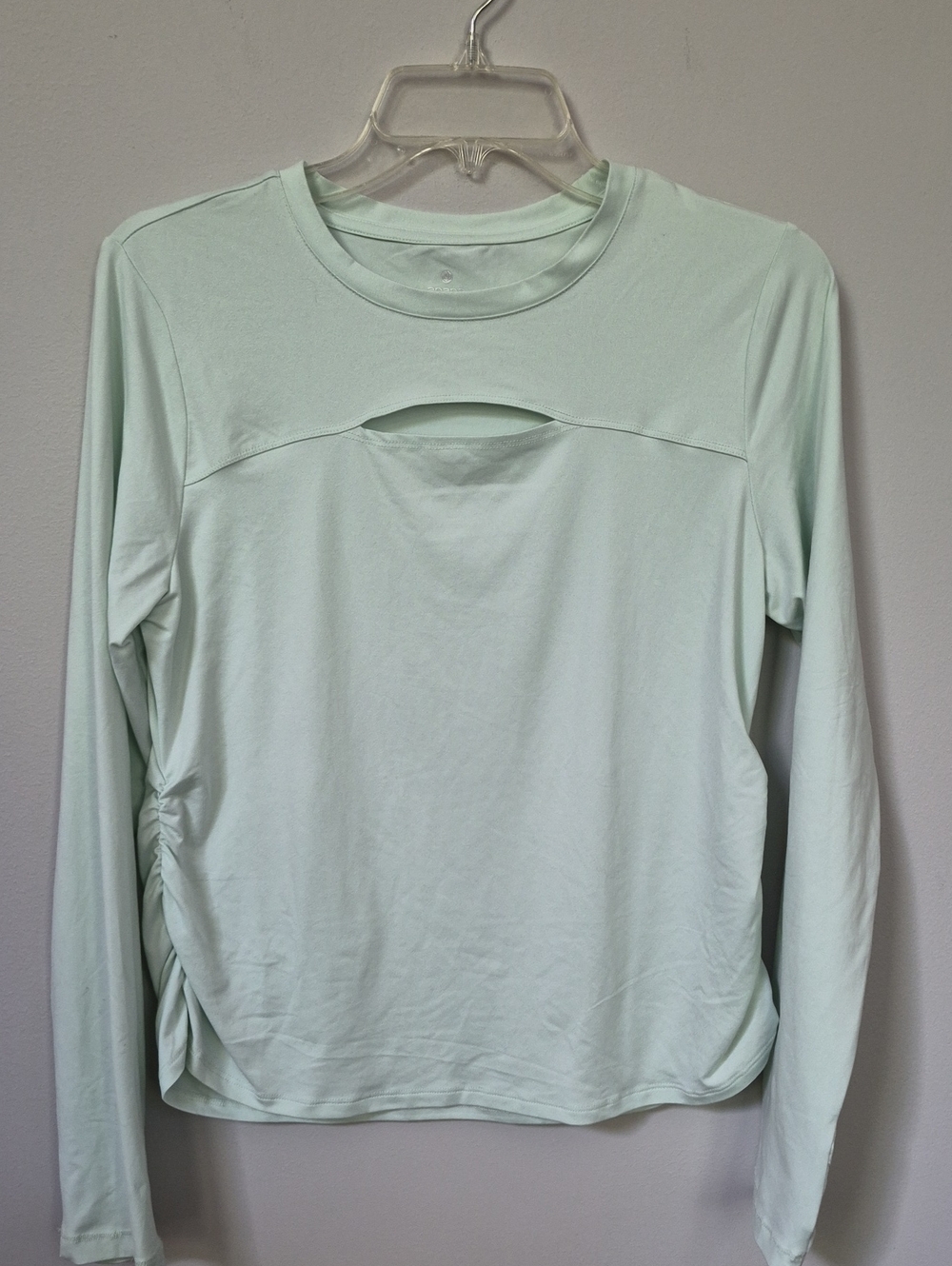 Apana Long Sleeve Cutout Top Womens M Yoga Workout Stretch Soft Green Activewear